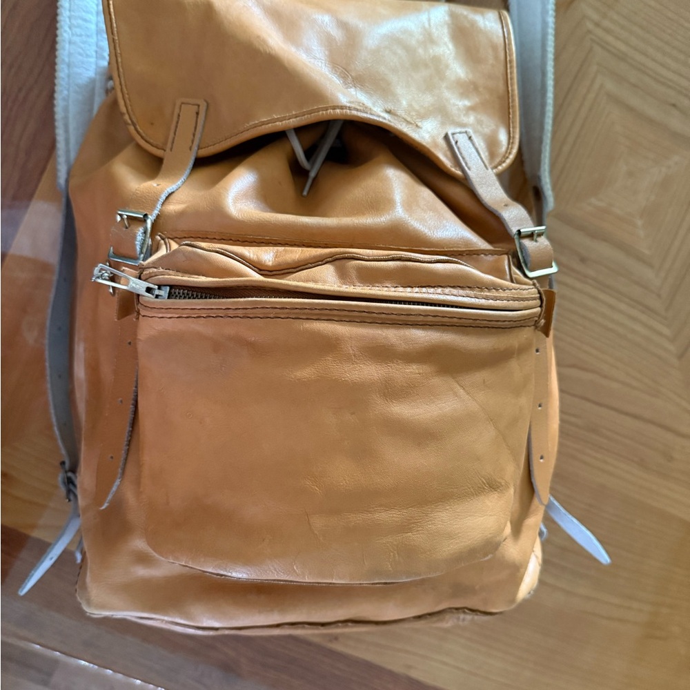 Chic Tan Leather Backpack for Women - Picture 2 of 9